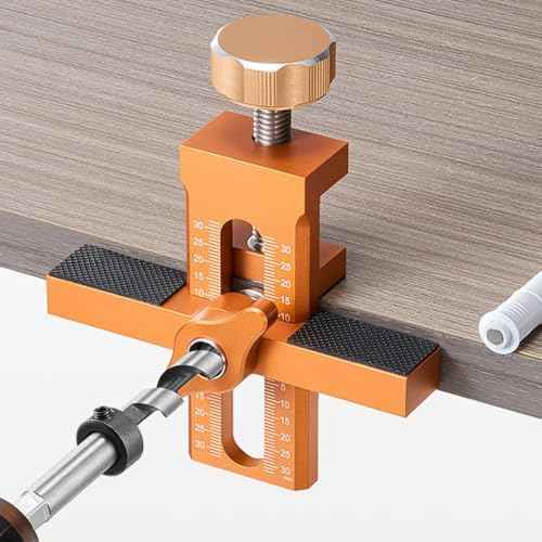 Cabinet Door Installation Positioner,Mounting Jig Adjustable Door Hinge Jig Installing Cabinet Doors,Aluminium Alloy Drillable With Drill Bit,for Most Cabinet Doors (1PCS)