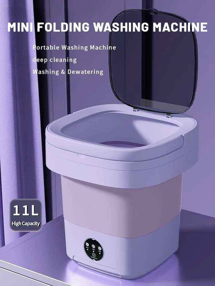 Portable washing machine,Mini Washer, 9L upgraded large capacity foldable Washer.Deep cleaning of underwear, baby clothes and other small clothes.Suitable for apartments, dormitories, hotels.(Purple)