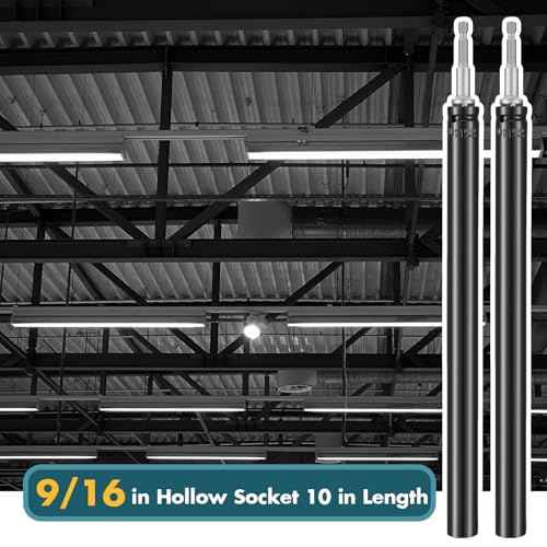 Blulu 9/16"(14mm) Power Nut Driver, Nut Runner Hollow Socket with 1/4" Hex Shank, Fit Long Bolts and Ductwork for Overhead Fastening Applications Operations(2 Packs,10 Inch)