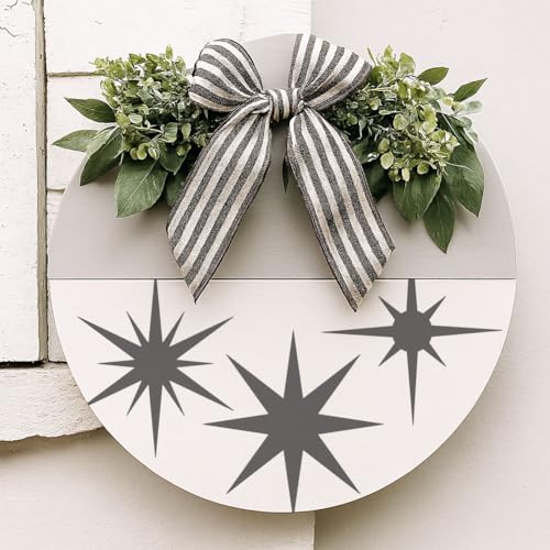 FINGERINSPIRE 9PCS Stars Stencils with 1Pc Plastic Paint Brush 5.9x5.9inch 9 Styles Star Burst Pattern Drawing Templates for Painting on Wood Canvas Fabric Wall Furniture