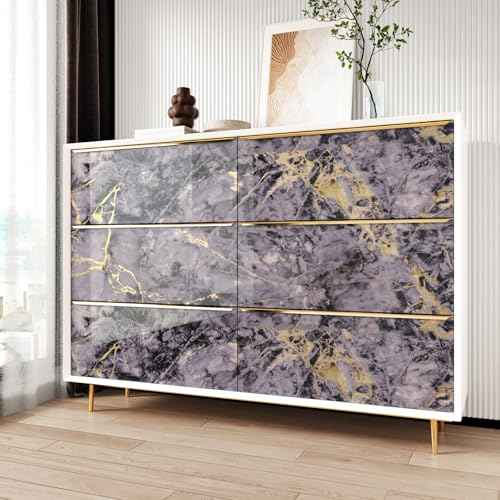 Wallercity Glossy Purple Gold Marble Contact Paper for Table Tops Waterproof Shiny Cracked Marble Wallpaper Peel and Stick Vinyl Purple Granite Wall Paper for Cabinets Counter Top Covers 15.8"x78.7"