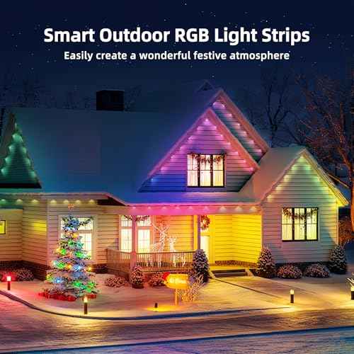 50FT Permanent Outdoor Lights, RGB LED Eaves Lights with App/Remote Control,Waterproof Smart String Light for Christmas and All Holiday Decor,Daily and Party Lighting,House Roof and Garden Lighting