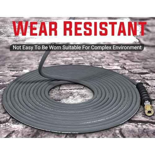 YAMATIC 5/16" Pressure Washer Hose 50FT, Kink Free Replacement Hose with Swivel Quick Connect, Non Marking Hot Water Power Washer Hose Max 212¡ÆF, 4000 PSI Steel Wire Braided & Rubber Jacket