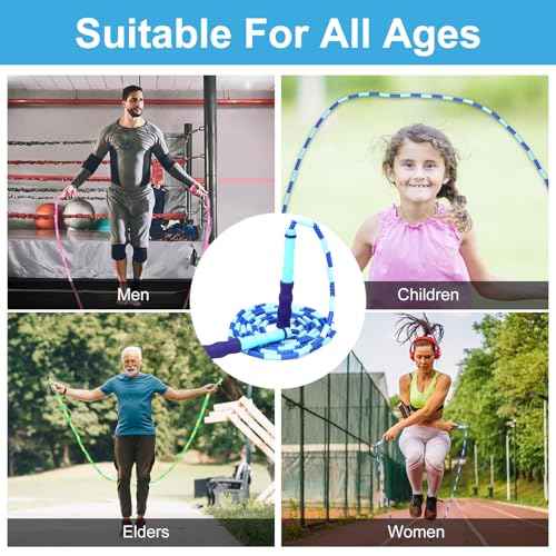 GRAWUN Jump Rope For Kids, Soft Beaded Jump Rope, Adjustable Length Tangle-Free Segmented Soft Beaded Skipping Rope£¬for Women, Men and Kids Keeping Fit, Workout and Weight Loss