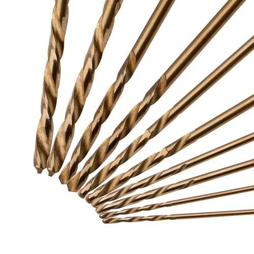10 Pcs High Speed Steel Cobalt Drill Bit Set 2 Pcs of Each 1mm(3/64"), 1.5mm(1/16") 2mm(5/64") 2.5mm(3/32") 3mm(1/8") Jobber Length Twist M35 Metal Drill Bit For Stainless Steel And Hard Metal