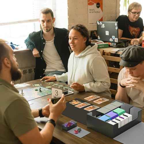 Card Storage Box 3000+ MTG Deck Box with Game Mat and 8 Divider Tabs, 3 Row Commander Trading Card Cases with Dice Tray, Commander Deck Case for TCG, CCG, YuGiOh and Sport Card (Black & Grey)
