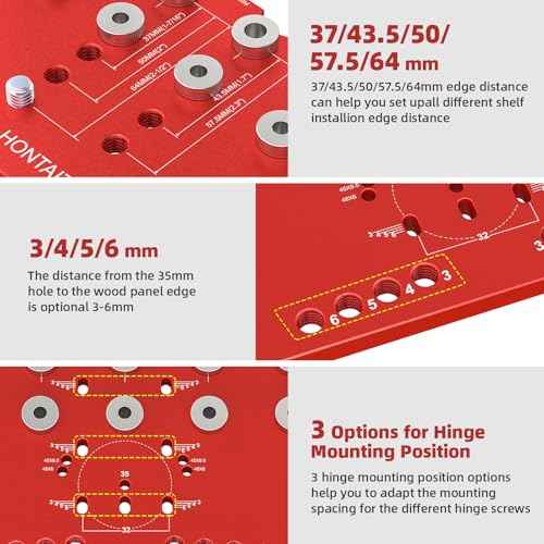 11-Hole Shelf Pin Jig and Hinge Jig 2-in-1,1/4 Inch and 5mm Shelf Pin Drilling Jig,Self-contained Clamping Function Shelf Jig and Cabinet Hardware Jig Tool Drill Guide