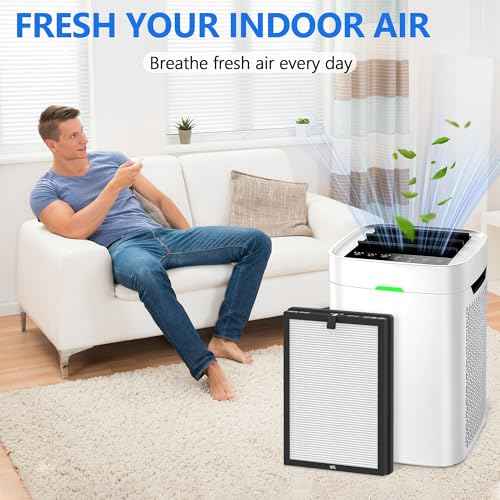 4 Pack K1 Replacement Filter Compatible with LUNINO K1 Air Purifier, Double-Sided Filters for Home Large Room Up to 2600 Ft©÷, H13 True HEPA and Activated Carbon Filter