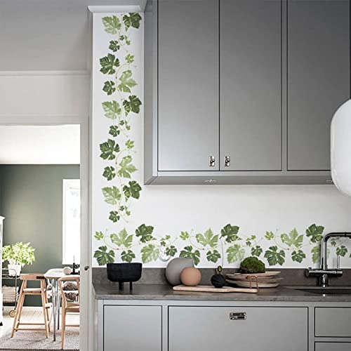 Green Vine Wall Stickers, Evergreen Ivy Leaves Hanging Tree Vine Wall Decals Peel and Stick for Living Room Bedroom Sofa TV Backdrop Wall Decoration