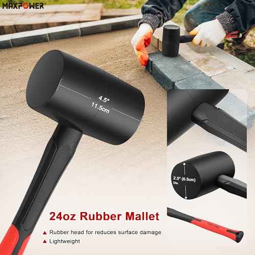 MAXPOWER 5-Piece Hammer Set - 3LB Sledge & Cross Peen, 500g Chipping, 32oz Ball Peen & 24oz Rubber Mallet