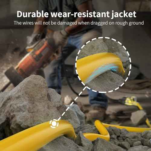 HUANCHAIN 12/3 25ft 2 Pack Heavy Duty Outdoor Extension Cord 25 ft Waterproof with Lighted end, Flexible Cold-Resistant 3 Prong Electric Cord Outside, 15Amp 1875W 12AWG SJTW, Yellow, ETL