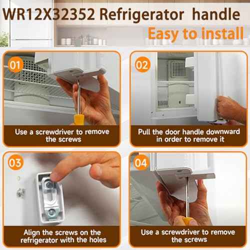 WR12X32352 Refrigerator Door Handle Set, Compatible with GE Handle Set (White), Refrigerator Door Handles Replacement Replace AP6985344 WR12X27039 WR12X21157 Refrigerator Handle