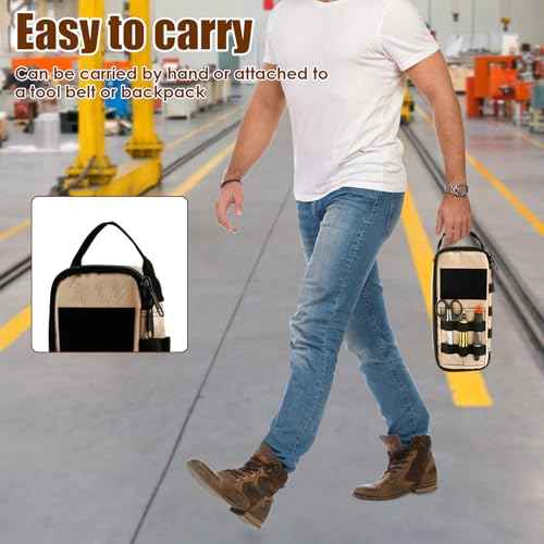 2 Pack Small Tool Bags, Portable Tool Box Organizer, Heavy Duty Tool Storage Bag with Zipper Work Tote for Repairman, Electrician, Carpenters (Brown*2)