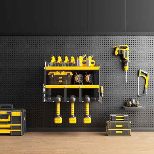 Wall Mounted Power Tool Organizer,Garage Space-Saving Tool Organizers and Storage,Metal Utility Shelf Storage Rack for Cordless Drill