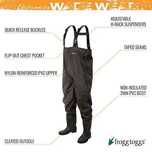 FROGG TOGGS Men's Rana II PVC Waterproof Fishing Bootfoot Chest Wader for Fishing