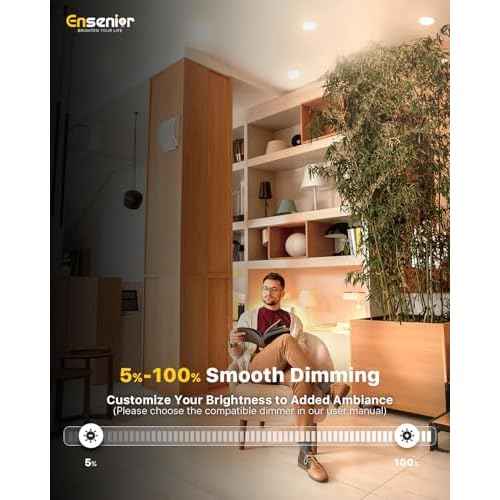 Ensenior 12 Pack 4 Inch 5CCT LED Can Lights with Night Light, Retrofit Led Recessed Lighting, Dimmable, 7W 120V, 700LM