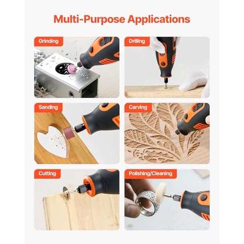 VEVOR 84-Piece Rotary Tool Kit, 200W Mini Power Rotary Tool Corded, 6-Level Speed 8000-40000 RPM Multi-Purpose DIY Tools for Engraving, Sanding, Polishing, Carving, Grinding, Cutting, DIY Crafts