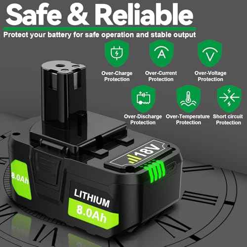 Upgraded 8.0Ah Replacement for Ryobi 18V Battery Compatible with Ryobi ONE+ 18V Battery PBP005 P102 P103 P104 P105 P107 P108 P109 P122 Cordless Power Tools with LED Indicator, 2 Pack