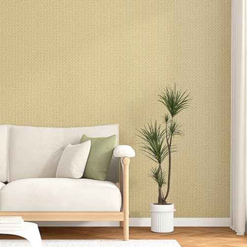 Rattan Wallpaper Peel and Stick Faux Fabric Wallpaper Brown Rattan Contact Paper Self Adhesive Removable Contact Paper for Cabinets Bedroom Walls Furniture Vinyl Renter Friendly 15.7"¡¿78.7"