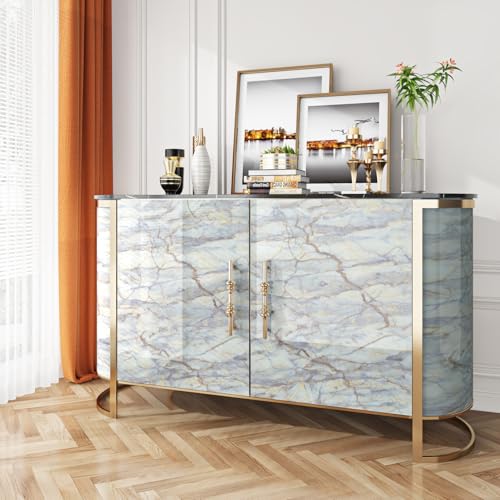 Livelynine Light Blue Gold Marble Contact Paper for Countertops Peel and Stick Desk Cover Table Bathroom Counter Top Wrap Kitchen Vinyl Waterproof Marble Wallpaper for Walls Self Adhesive 15.8x78.8