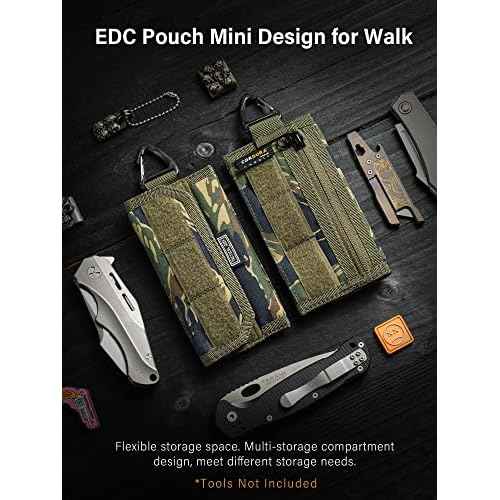 TACTICAL GEEK Storage A2 M EDC Pouch Organizer, Nylon Coin Purse, Multi-Purpose Storage Pocket, Multitools Small Pocket Organizer for Men, Compact Gadget Pouch for Daily Carry Camouflage