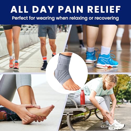 Ankle Brace for Women Men, Adjustable Ankle Support with Side Stabilizers for Ankle Sprained, Achilles, Plantar Fasciitis Injury Recovery