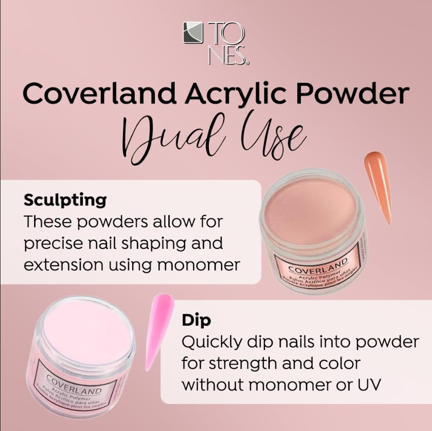 Tones Coverland Acrylic Nail Powder "Hottern than your Ex" - Limited Edition Acrylic Powder for Nail Design, Sculpting, and Masking Nail Imperfections - Professional Acrylic Nail Supplies - (1.5 Oz)