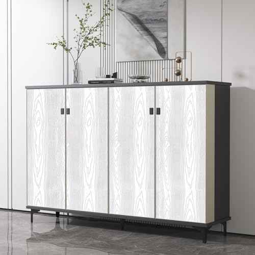 Yun-aeon White and Silver Wood Contact Paper 17.3"x80" Rustic Wooden Peel and Stick Wallpaper Removable Self-Adhesive Wallpaper Wood Grain Contact Paper for Countertops Cabinets