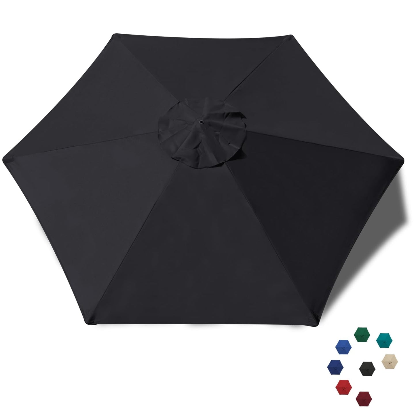 EliteShade USA 7.5FT Replacement Covers 6 Ribs Market Patio Umbrella Canopy Cover (CANOPY ONLY) (Black)