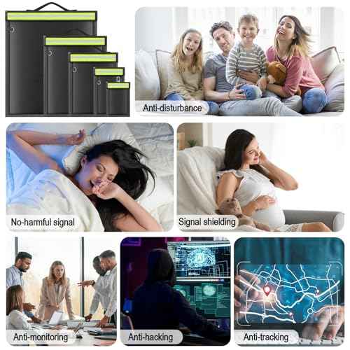 5 Pack Faraday Bags with Handle & Reflective Strip, Faraday cages for Laptops, Tablets, Phones, Car Keys, Anti-Tracking EMP Bag, Fireproof & Waterproof Signal Blocking Pouch