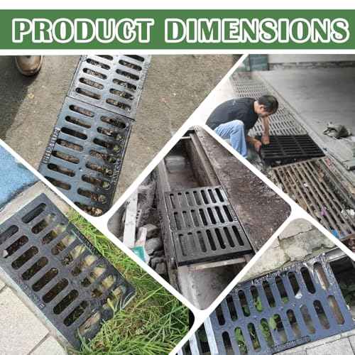 Cast Iron Drain Grate, 20 * 20in Heavy Duty Outdoor Drain Cover, B125 Class Channel Grate, Metal Sewer Grate, Black Square Drainage Grate for Concrete Floor, Yard, Driveway & Garage.