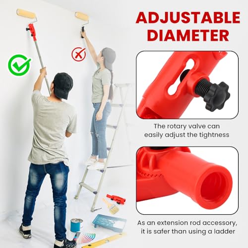 Multi-Angle Paint Brush Extender, High Ceiling Extension Pole Attachments for Paint Brush,Roller, Scraper, Secure Handle Grip, Great for High Ceilings, Corners, Edges