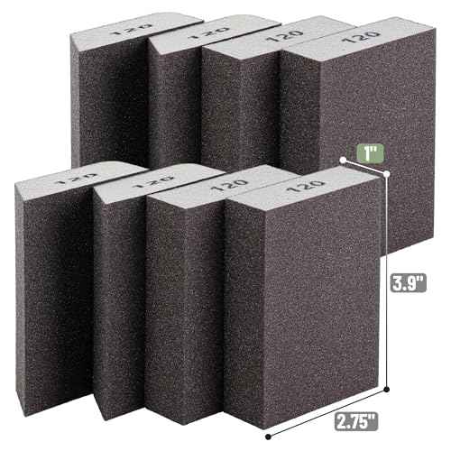 Bates- Sanding Sponge, 8 pcs, 120 Grit, Washable and Reusable, Sandpaper Block, Sanding Blocks for Wood, Sanding Pad, Drywall Sanding Block, Drywall Sanding Sponge