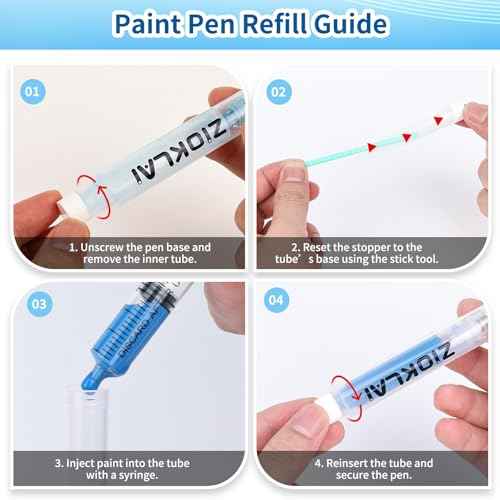 Refillable Touch Up Paint Pen Set 3 Paint Touch Up Pens Fillable Pens with 3 Syringes & 3 Brush Heads (Fine, Round, Flat) for Walls, Wood, Furniture, Cabinets, DIY