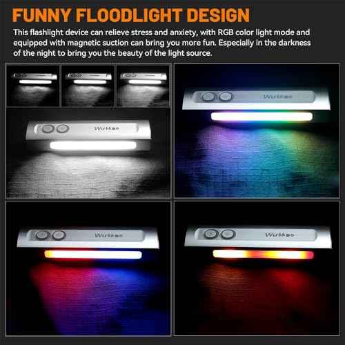 Wurkkos HD01 Flat EDC Flashlight with RGB Light and Green Light, 1200 Lumens Rechargeable EDC Flashlight, Triple Light Sources Pocket Lights, Magnetic Flashlight for Outdoors, Work, Emergency