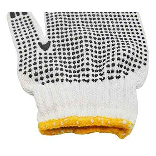 48 Pairs PVC Dotted Knit Work Gloves for Men Women, Comfortable Non Slip Cotton Gloves for General Purpose, One Size Bulk (48 Pairs White w/PVC Dots)