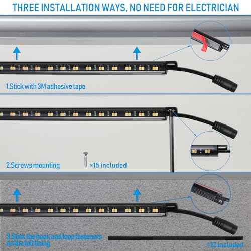 TORCHSTAR LED Safe Lighting Kit 3CCT, (6) 12 Inch Linkable Light Bars, Motion Sensor, 3000K/4000K/5000K Selectable, 900LM Safe Light Kit for Gun Safe Under Cabinet Locker Closet, UL Power Adapter