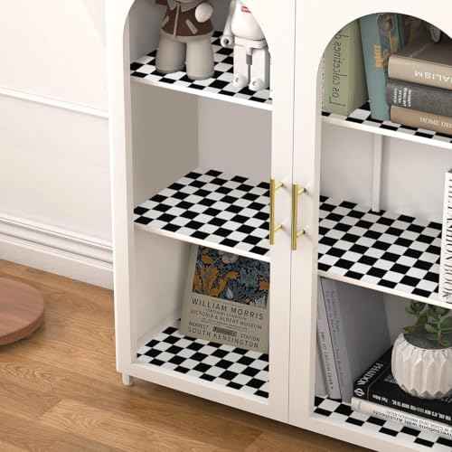 Jeweluck Black and White Wallpaper Peel and Stick Checkered Contact Paper 17.7"x118.1" Mosaic Checkered Peel and Stick Wallpaper Lattice Self Adhesive Removable Wall Paper for Bathroom Cabinets Vinyl