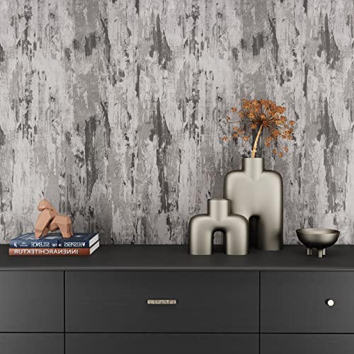 CRE8TIVE Stained Grey Concrete Wallpaper Cement Textured Wallpaper Stick and Peel Self Adhesive Removable Metallic Concrete Contact Paper for Countertops Waterproof Kitchen Backsplash Cabinets 12"x80"