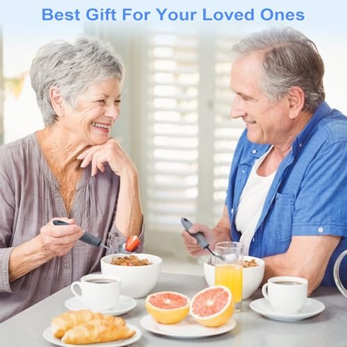Adaptive Utensils,Weighted Utensils for Hand Tremors,Utensils for Parkinsons Patients,Elderly,Arthritis,Weak Hand Grip,Tremors&Handicapped.Stainless Steel Knife,Fork and Spoons Set (4pcs Left-Handed)