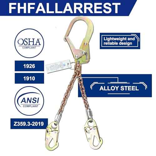 Rebar Positioning Chain Assembly with Swivel Double Self-Locking Snap Hooks