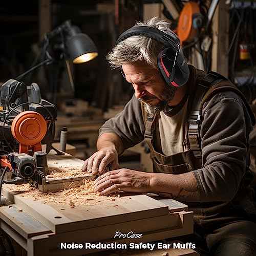 ProCase Noise Reduction Ear Muffs, Sound Proof Ear Protection, NRR 28dB Noise Cancelling Headphones for Adults Kids Autism, Hearing Protection for Mowing -2 Packs, Red