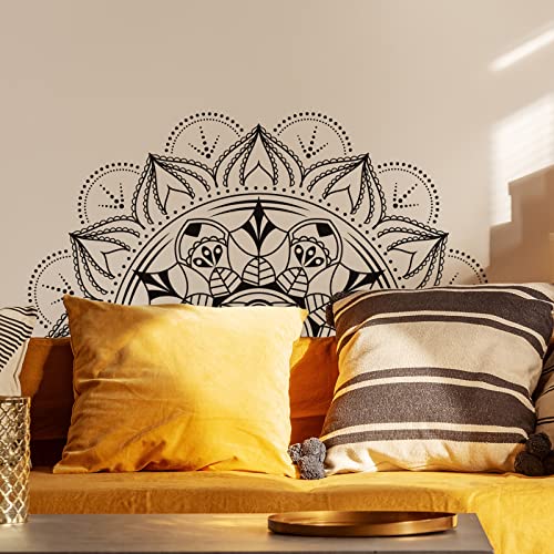 2 Pieces Boho Mandala Wall Stickers 14 x 31 Inch Half Mandala Wall Decal Indian Flower Peel and Stick for Bedroom Living Room Yoga Decor