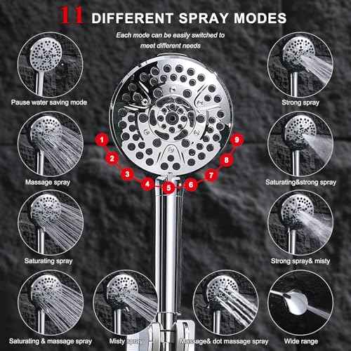 14''Rainfall Shower Head with Handheld-11Modes Hand held with Power Jets, Adjustable Rain Showerhead,Double Shower heads High Pressure,70"Hose&detachable Holder Upgrade for Tandem Bathroom