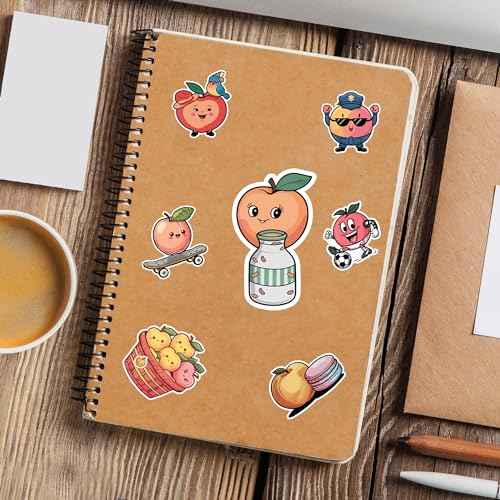 Peach Stickers 50 Pieces Vinyl Waterproof Decal for Laptop Water Bottle Phone Car Window Bike Motorcycle Stakeboard Scrapbook Peaches Sticker Gifts for Kid Teen Adult