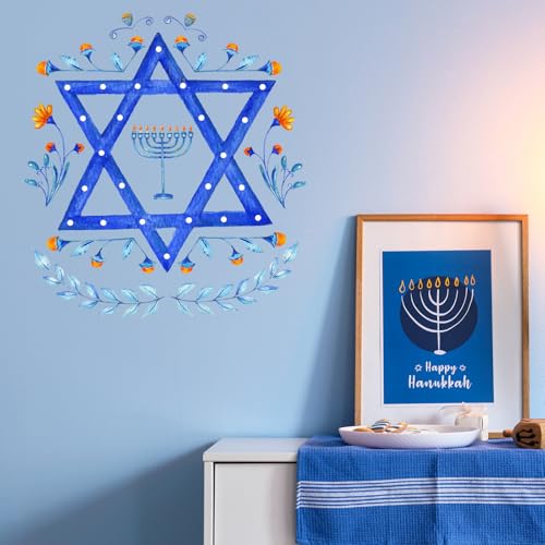 Hanukkah Decorations, Hanukkah Wall Decals, Removable Star of David Wall Stickers,Chanukah Peel and Stick Wall Art for Jewish Holiday Decor