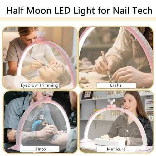KEDAO Nail Light for Desk,Half Moon Light LED for Tech Nail Desk Lamp with Phone Stand Foldable Adjustable Dimmable Half Moon Lamp for Lash Beauty Tattoos Crafts