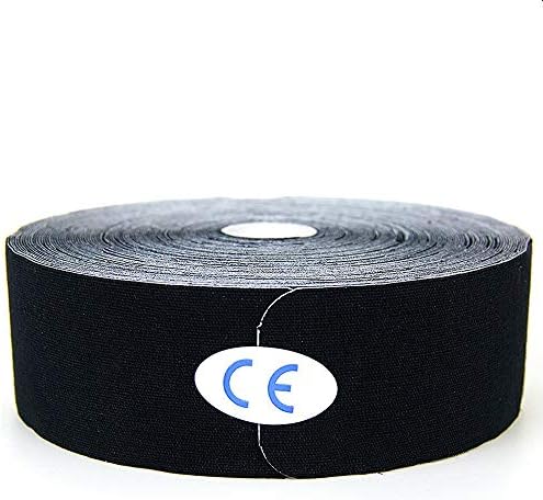 AUPCON Kinesiology Tape Elastic Therapeutic Athletic Tape Hypoallergenic Breathable Cotton Sports Muscle Tape Therapy Recovery Support for Knee Shoulder Ankle Elbow Shin (Precut-Black)