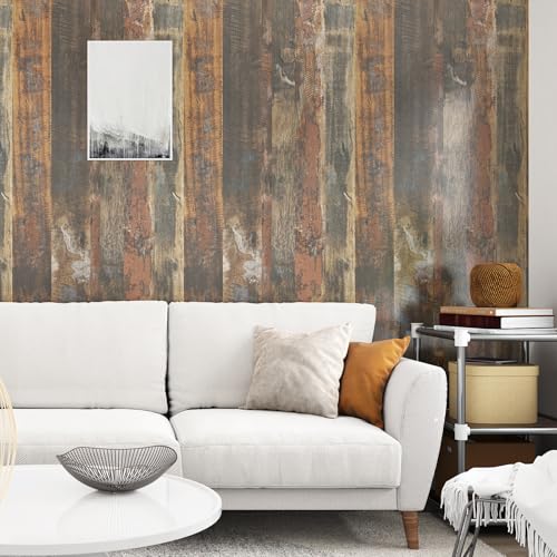 Wallercity Vintage Butcher Block Contact Paper for Countertops Vinyl Red/Brown Thick Waterproof Bathroom Wood Grain Peel and Stick Wallpaper for Cabinets Table Top Kitchen Backsplash 15.8''x78.7''