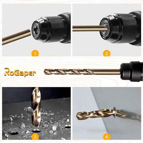 M35 Cobalt Drill Bit Set, 29Pcs High Speed Steel Twist Jobber Length Drill Bit Kit for for Hardened Metal, Stainless Steel, Cast Iron, Wood and Plastics with Index Storage Case, 1/16" - 1/2"